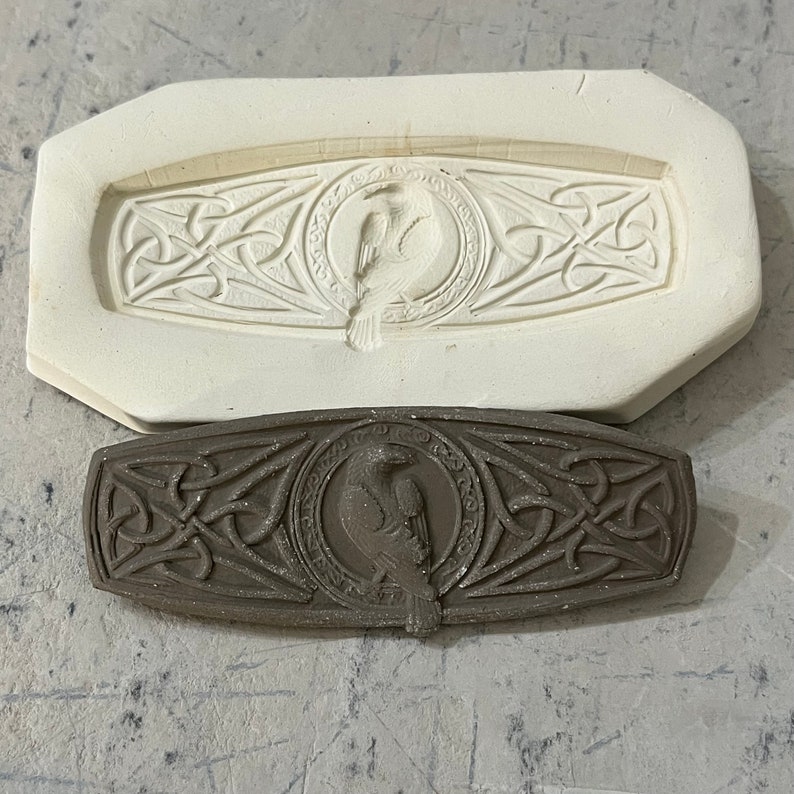CCB Celtic Crow Bird Bar Clay Sprig Mold Pottery Press Mold Relief Mold or Sprig Mold Bisque Clay for Ceramic Decoration and Texture image 3