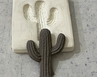 CSS Saguaro Cacti Cactus Small Press Mold Relief Mold or Sprig Mold Bisque Clay Press Mold for Ceramic Decoration and Texture