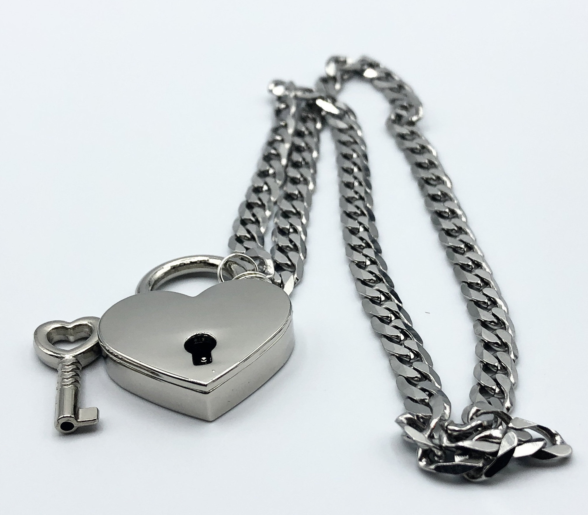 BDSM Stainless Steel Heart Locking Collar Submissive Etsy