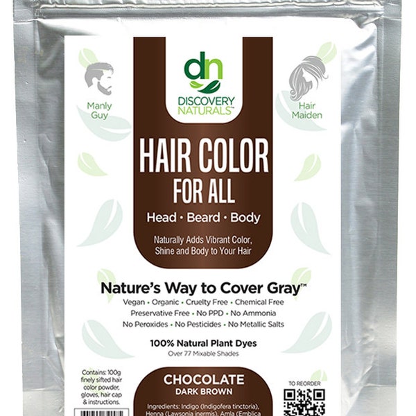 Henna Maiden Chocolate Dark Brown 100% Natural & Chemical Free Hair Coloring