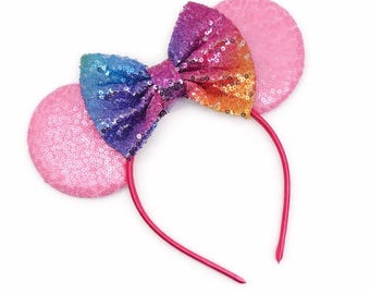 Custom Sequin Mouse Bow Ears Headband | Choose Your Colors