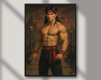 Póster de pared de Liu Kang, luchador de Mortal Kombat