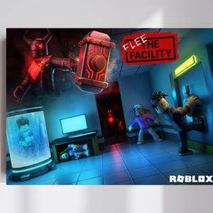 Póster decorativo de pared del videojuego de suspense Roblox Flee The Facility