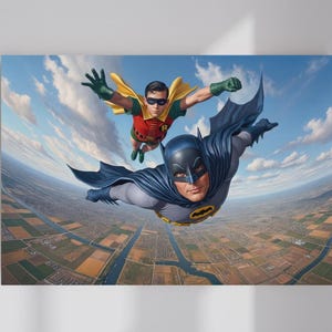 Adam West Batman and Robin Sky High Adventure Wall Poster