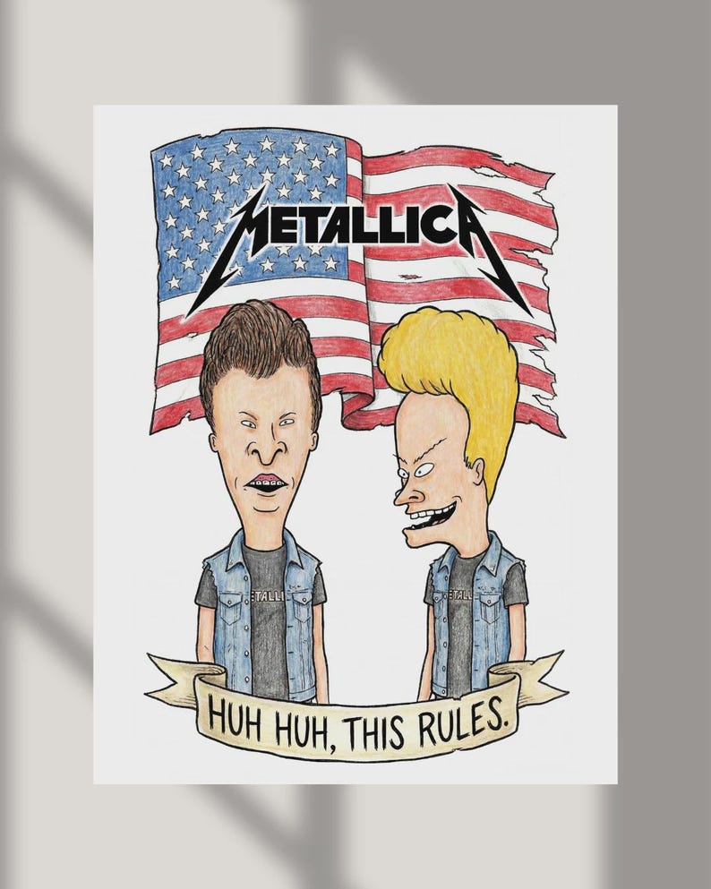 Beavis and Butthead America Metallica Rock Art Poster Print | 8.5x11 - Etsy
