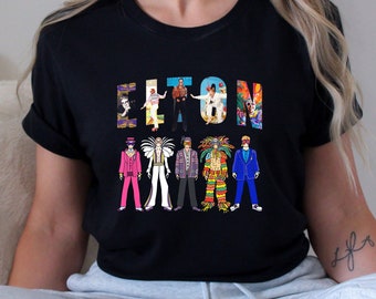 Unisex Elton John Tee Sweatshirt & Hoodie, Elton John Homage Shirt,  Funny Vintage 90's Shirt For Couple, Husband And Wife Matching Shirt