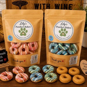 Handmade Grain-Free Dog Treats | Sweet Potato Peanut Butter Mini Doughnuts (2 Bags)