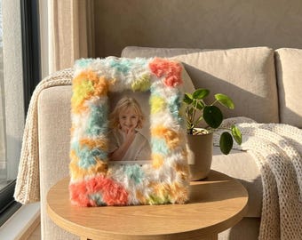 Marco de fotos colorido y esponjoso, marco de fotos de piel sintética, decoración original para la habitación de un adolescente.