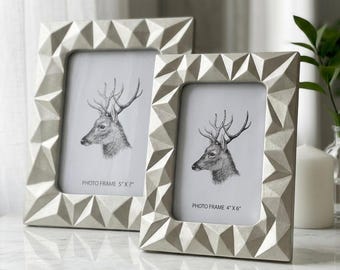 Marco de fotos geométrico, marco de fotos de porcelana (4x6, 5x7), decoración moderna para pared de galería