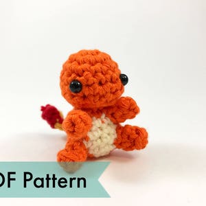 PDF Pattern for Crocheted Charmander Amigurumi Kawaii Keychain Miniature Doll Plush