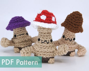 Crocheted Fungaloid (aka Mushroom Men) Amigurumi PDF Pattern