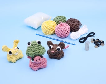 The Bawnimals | Beginner Crochet Kit - Learn How To Crochet Kit - Easy Starter Crochet Kit - Amigurumi Kit - DIY Craft Kit Gift