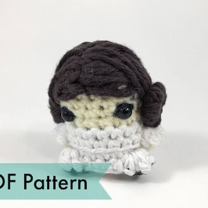 PDF Pattern for Crocheted Princess Leia from Star Wars Amigurumi Kawaii Keychain Miniature Doll Plush