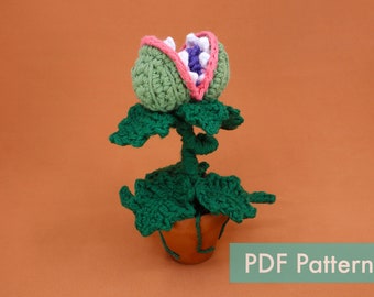 Crocheted Carnivorous Alien Plant (aka Audrey 2) Amigurumi PDF Pattern - Crochet Pattern and Video Tutorial