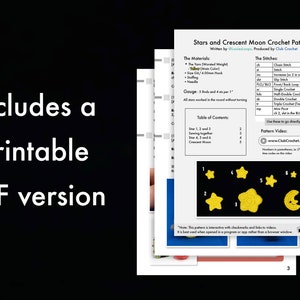 Crocheted Stars and Moon PDF and Video Crochet Pattern Tutorial Bundle Beginner Friendly Amigurumi Crocheting image 6