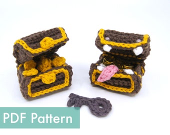 Gehaakte schatkist / Mimic Amigurumi PDF-patroon