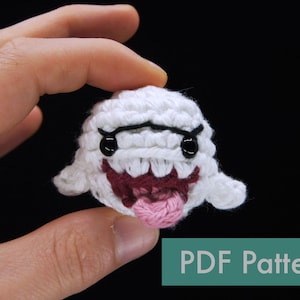 Crocheted Boo Ghost from Super Mario Bros. Amigurumi PDF Crochet Pattern and Video Tutorial