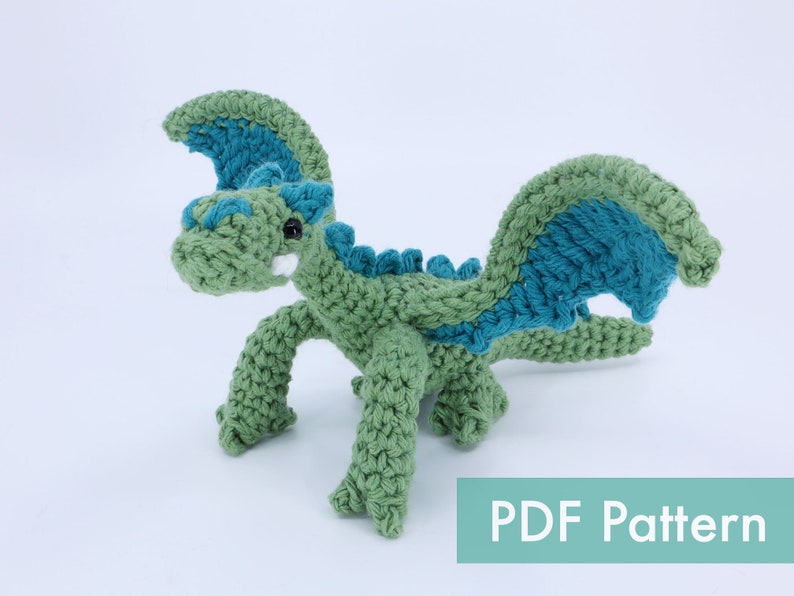 Crocheted Dragon Amigurumi PDF Pattern Crochet Pattern and Video Tutorial image 1