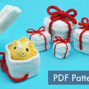 Crocheted Present Gift Box PDF and Video Crochet Pattern Tutorial