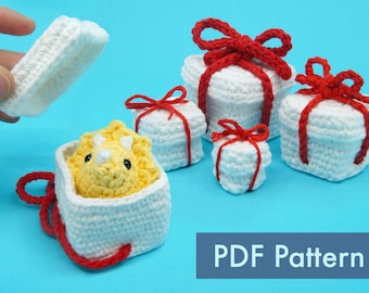 Crocheted Present Gift Box PDF and Video Crochet Pattern Tutorial