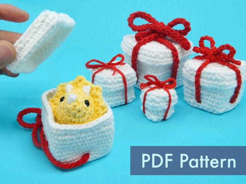 Crocheted Present Gift Box PDF and Video Crochet Pattern Tutorial image 1