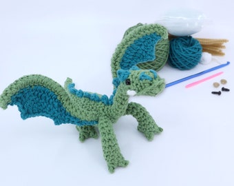Haak kit Dragon Amigurumi - Hoe te haken Kit - Amigurumi Haak Kit - DIY Craft Kit Gift