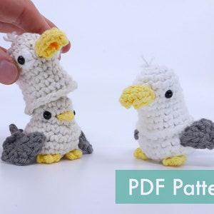 Crocheted Seagull Birb Amigurumi PDF Pattern - Crochet Pattern and Video Tutorial