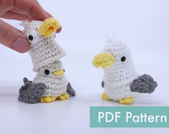 Crocheted Seagull Birb Amigurumi PDF Pattern - Crochet Pattern and Video Tutorial