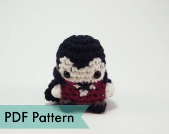 PDF Pattern for Crocheted Vampire Dracula Amigurumi Kawaii Keychain Miniature Doll "Pod People"