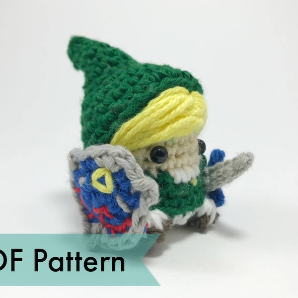 Link from Legend of Zelda Crocheted Amigurumi Finger Puppet PDF Pattern