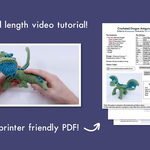 Crocheted Dragon Amigurumi PDF Pattern Crochet Pattern and Video Tutorial image 8