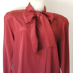 Vintage Red Tie Blouse With Shoulder Pads image 1