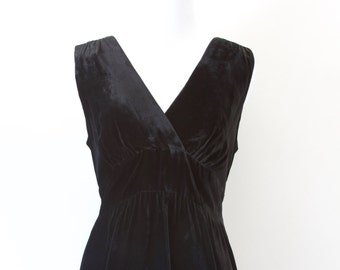 Black Velvet Vintage Mini Dress 60's 70's