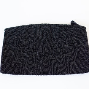 Vintage Black Beaded Purse Clutch Bags By Debbie