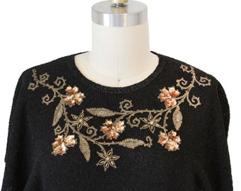 Black Vintage Beaded Top