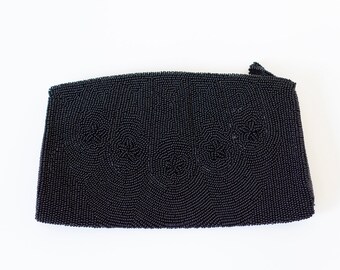 Vintage Black Beaded Purse Clutch Bags By Debbie