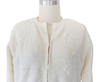 Vintage White Beaded Sweater