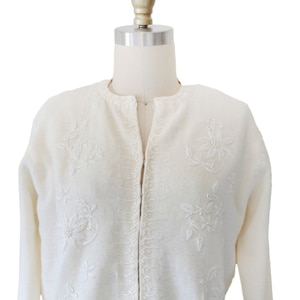 Vintage White Beaded Sweater