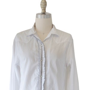 Vintage Tem-Tex Western Sportswear White Shirt With Ruffle Detail