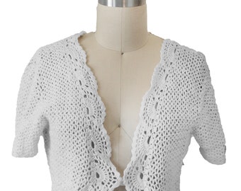 Vintage R & K White Crochet Sweater