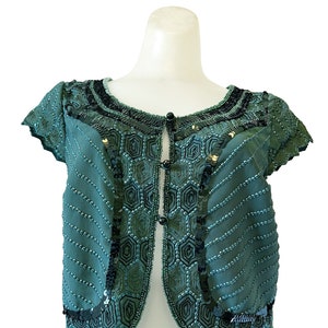 Vintage Green Beaded Top
