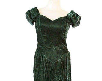 Green Vintage Velvet Maxi Dress