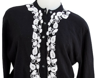 Black Vintage Cardigan Beaded Sweater