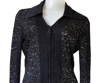 Black Lace Vintage Long Sleeve Shirt