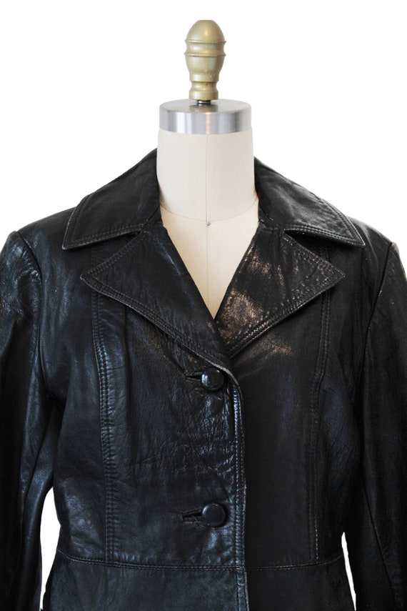 Vintage Black Leather Jacket - 60's 70's Mod