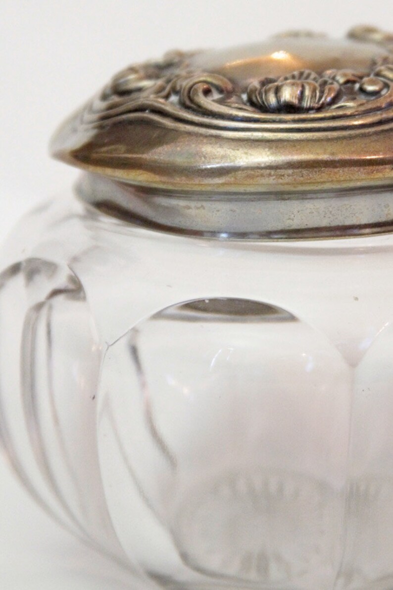 Vintage Pretty Glass Jar with Metal Lid Etsy