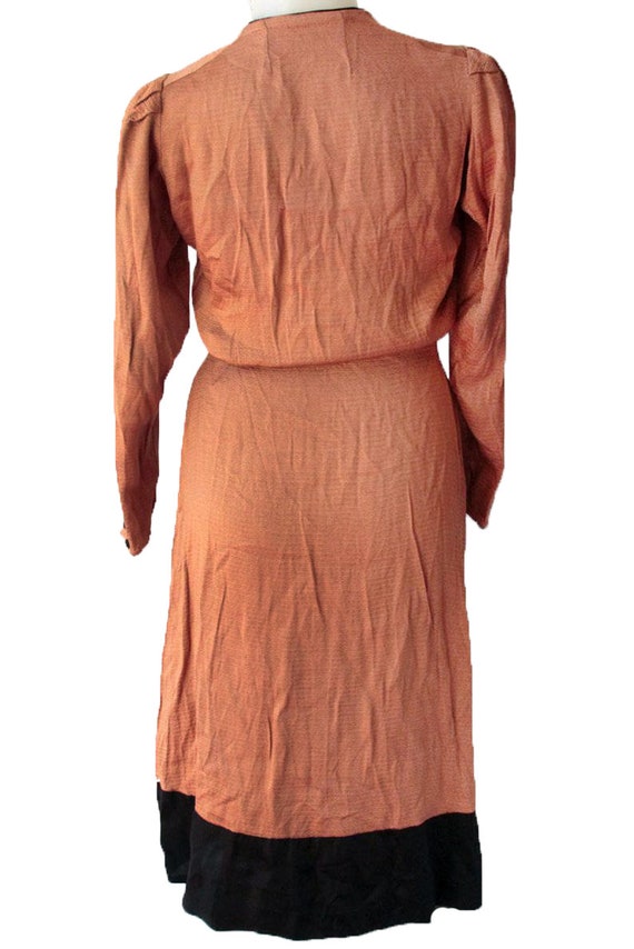 Orange Color Vintage Dress With Black Buttons And… - image 2