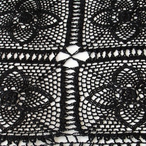 Vintage Black Shawl Scarf Talbots Floral Geometric Design with Bead details