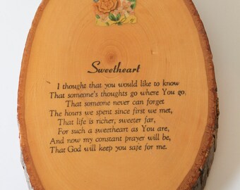 Handmade Wooden Plaque with Sweetheart Note