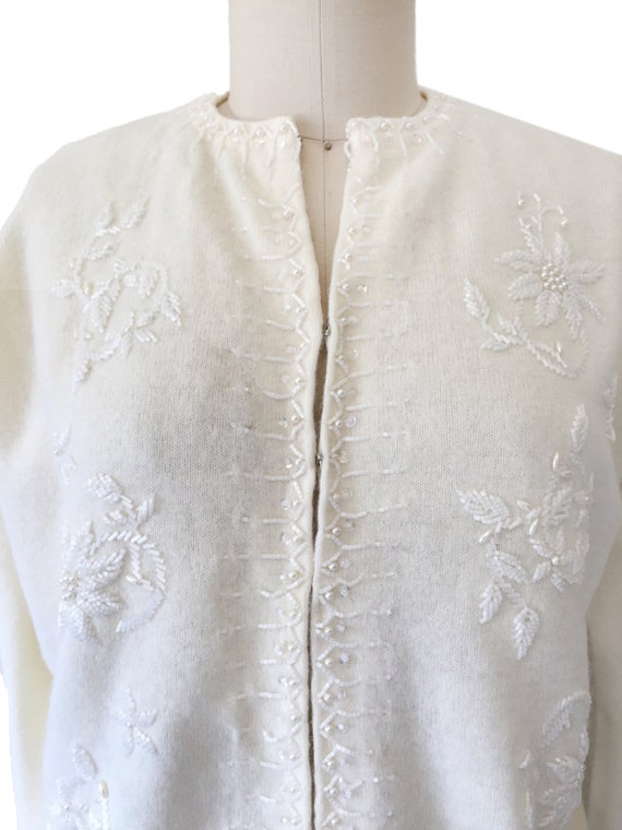 Vintage White Beaded Sweater - image 5